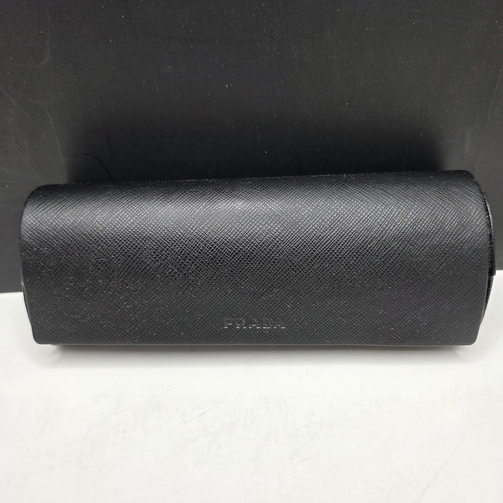 Prada Sunglasses Case Black Saffiano Leather Hard Shell Logo Eyewear Protector